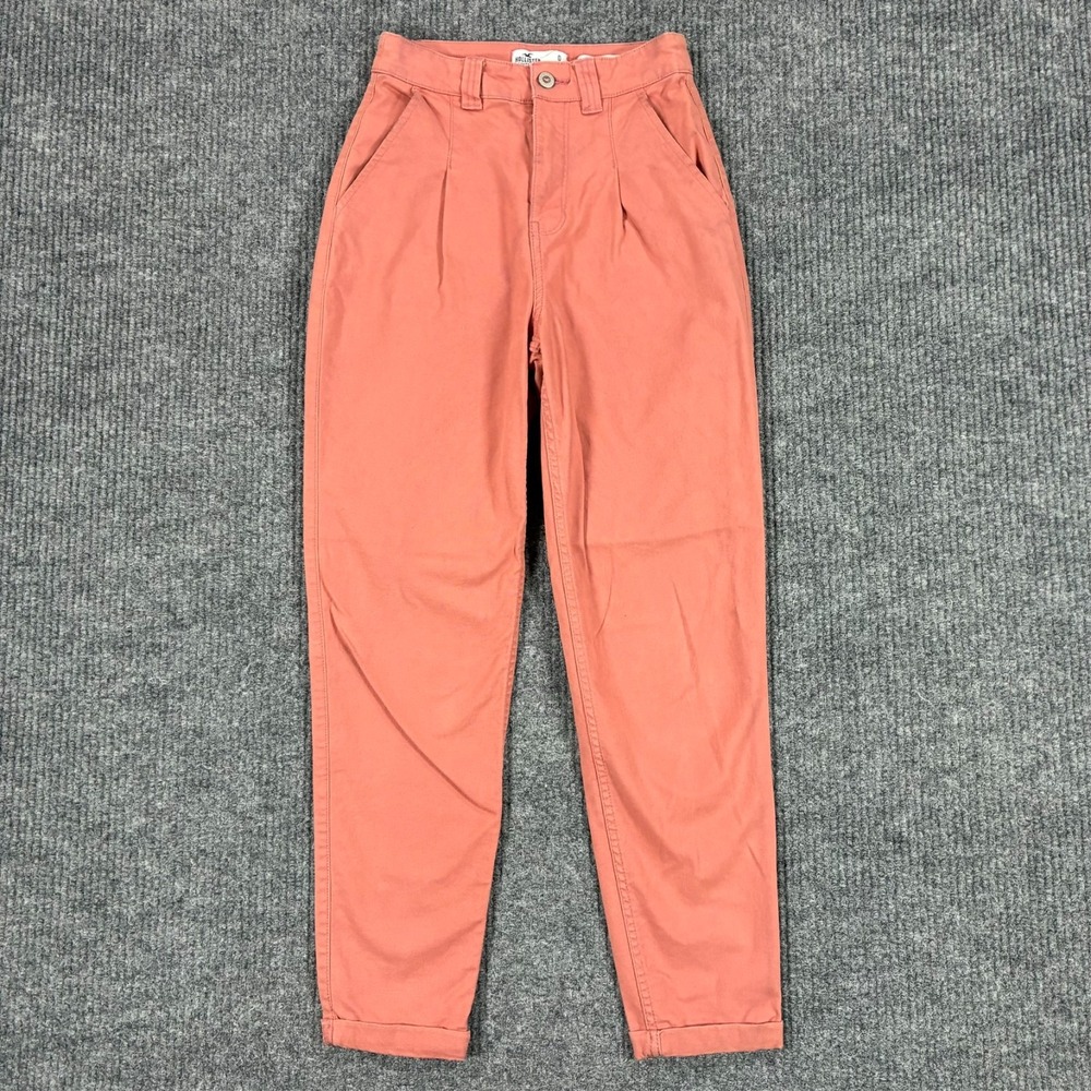 Hollister Ultra High Rise Womens Pink Chino Pants Size 0 Flat Front High Rise